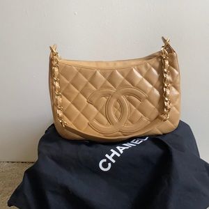 Chanel Camel Caviar Leather Medium Bag